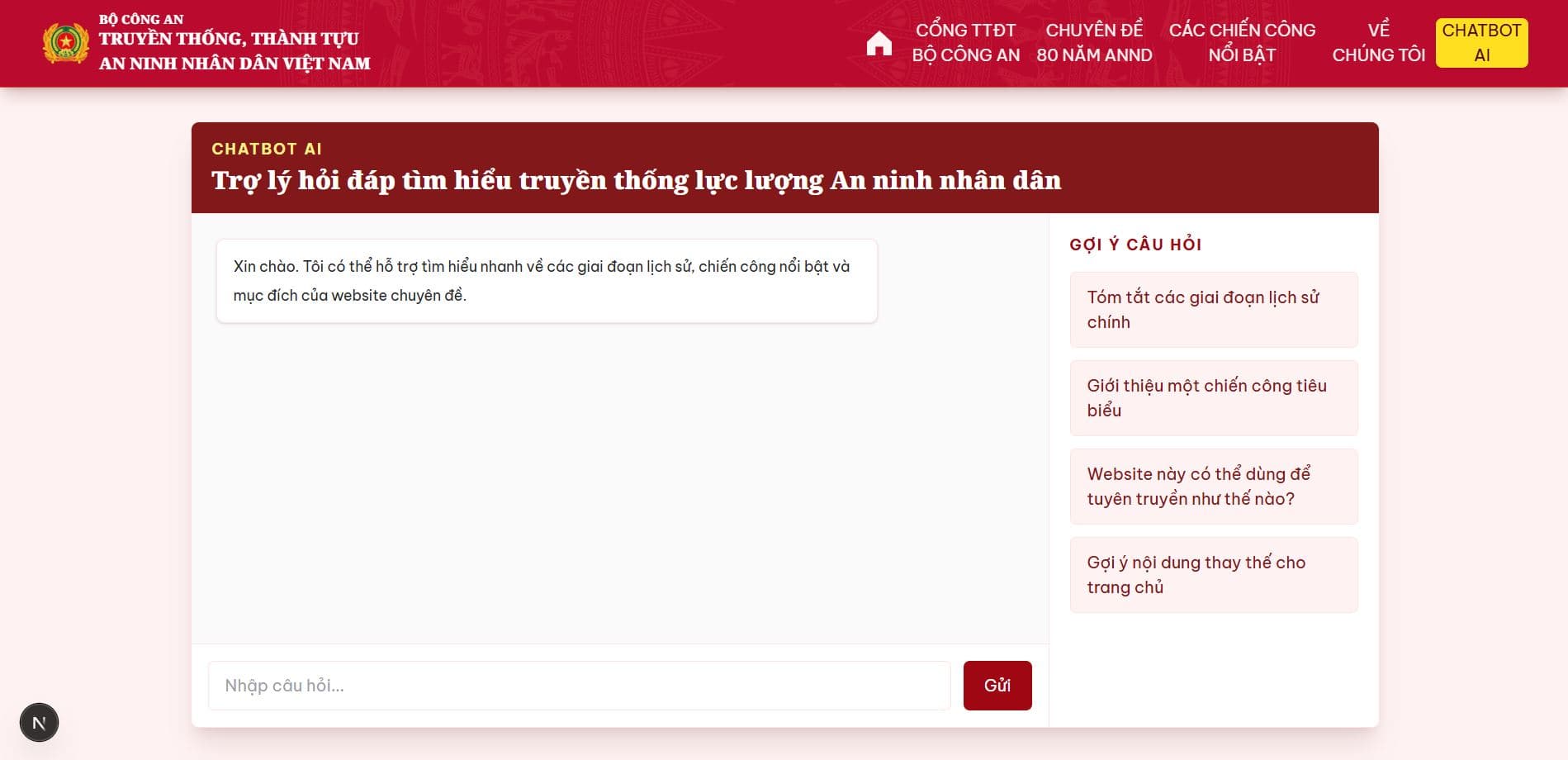 Giao diện Chatbot AI
