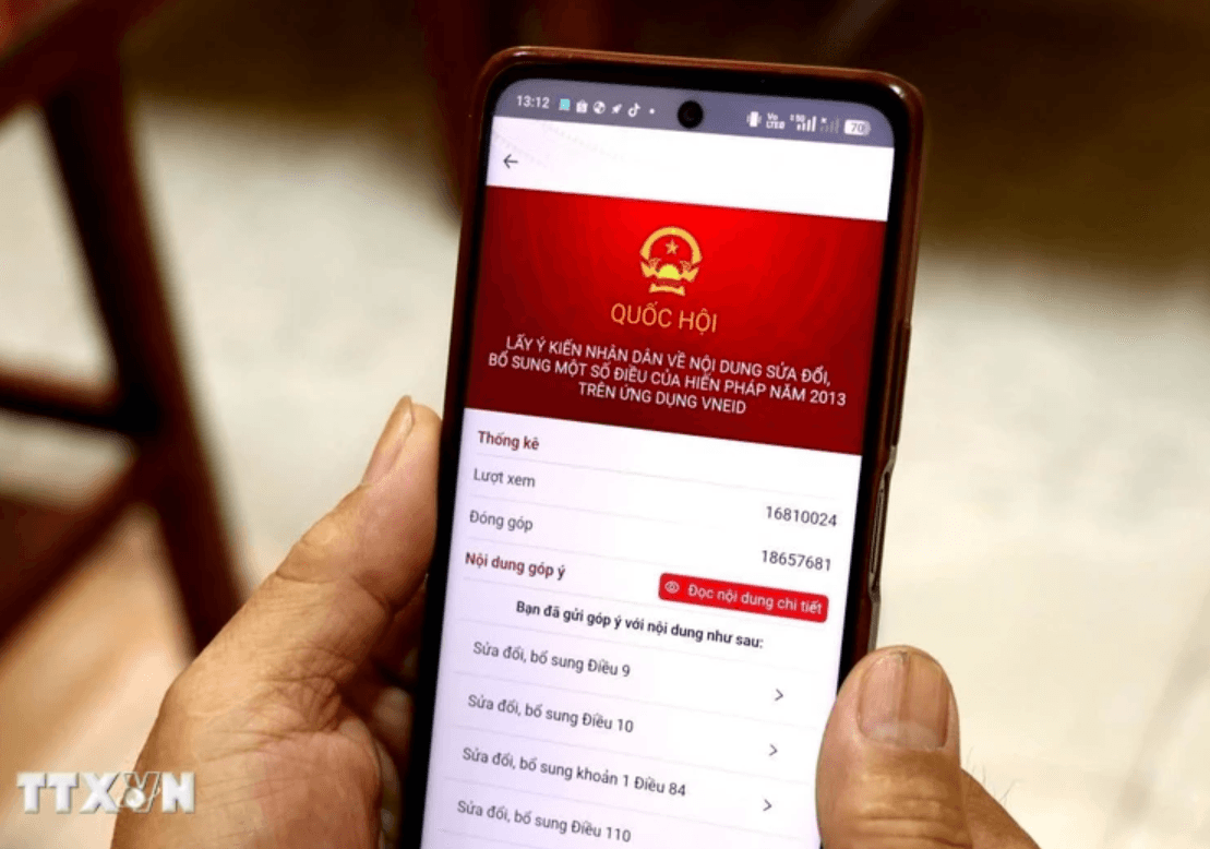Đặc biệt, thời gian vừa qua VNeID là một công cụ hiện đại góp phần phát huy dân chủ trong góp ý sửa đổi Hiến pháp năm 2013